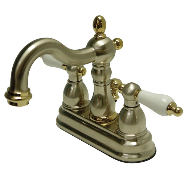 4" Centerset Bathroom Faucet, Brushed Nickel/Polished Brass